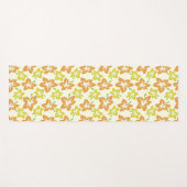 黄色のハイビスカス、オレンジのハイビスカス、フローラルパターン ヨガマット (正面(横))