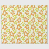 黄色のハイビスカス、オレンジのハイビスカス、フローラルパターン ラッピングペーパー (フラット)