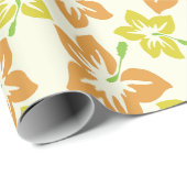 黄色のハイビスカス、オレンジのハイビスカス、フローラルパターン ラッピングペーパー (ロールコーナー)