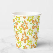 黄色のハイビスカス、オレンジのハイビスカス、フローラルパターン 紙コップ (裏面)