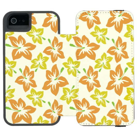 黄色のハイビスカス、オレンジ色のハイビスカス、花柄 INCIPIO iPhoneウォレットケース (フォリオ Open)