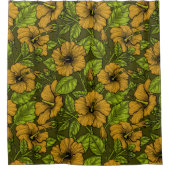 黄色のハイビスカス シャワーカーテン (正面)