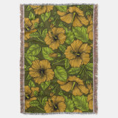 黄色のハイビスカス スローブランケット (正面縦)