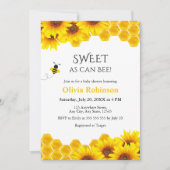 黄色のハニカムスイートビーの赤ちゃんシャワー 招待状 (正面)