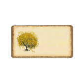 黄色のハートの葉の木の樹皮トリム ラベル (正面)