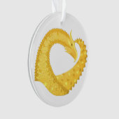 黄色のハートドラゴンの白 オーナメント (正面)