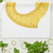 黄色のハートドラゴンの白 キッチンタオル (折り畳み)