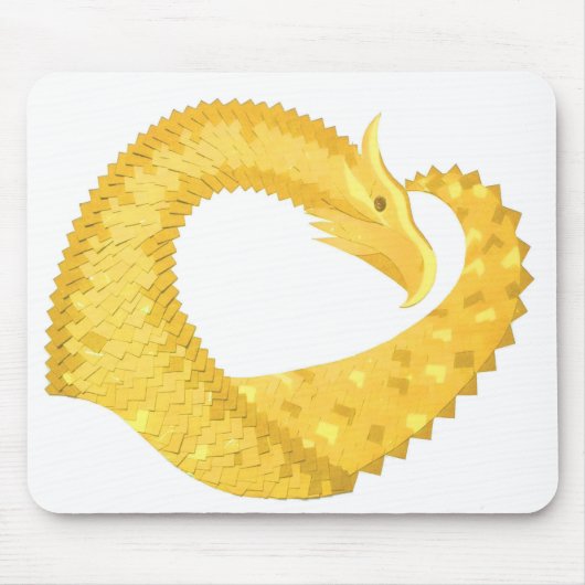 黄色のハートドラゴンの白 マウスパッド (正面)