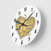 黄色のハートナースカスタムナースクロック ラウンド壁時計 (傾斜)