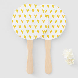 黄色のハートパターン ハンドファン