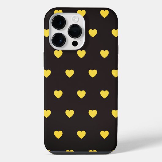 黄色のハートパターン iPhoneケース (裏面)