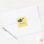 黄色のハートロックと鍵ありがとうシール スクエアシール (封筒)