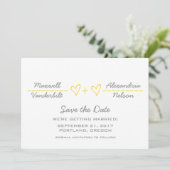 黄色のハート式日付の保存招待状 招待状 (スタンド正面)