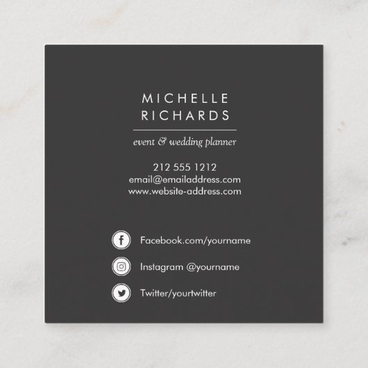 黄色のハート | プロフェッショナルソーシャルメディアのアイコン スクエア名刺 (裏面)