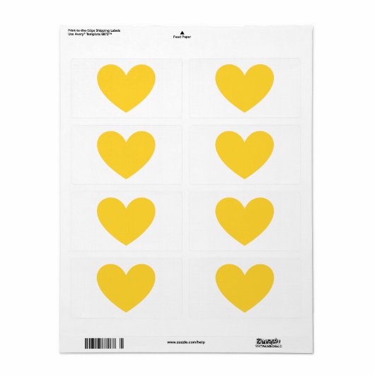 黄色のハート ラベル (フルシート)