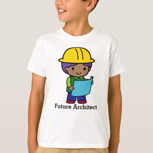 黄色のハードハットで未来の建築家の少年 Tシャツ (正面)