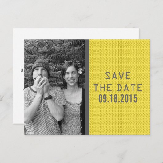 黄色のバイナリコード写真ポストカードの保存 案内ポストカード (正面/裏面)