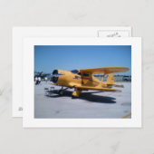 黄色のバイプレーン ポストカード (正面/裏面)