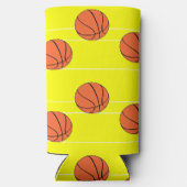 黄色のバスケットボール模様 スリム缶クーラー (裏面)