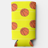 黄色のバスケットボール模様 スリム缶クーラー (正面)