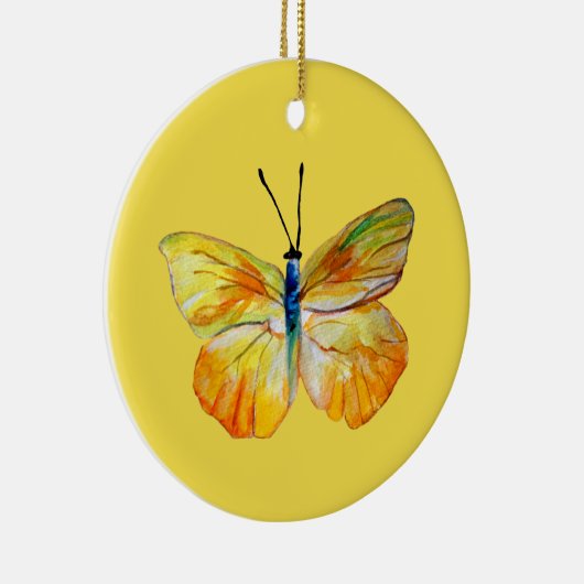 黄色のバタフライウォーター色drawingCircleオーナメント セラミックオーナメント (右)