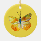 黄色のバタフライウォーター色drawingCircleオーナメント セラミックオーナメント (裏面)