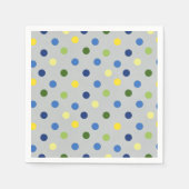 黄色のバターカップとブルーアイリスドット スタンダードカクテルナプキン (正面)