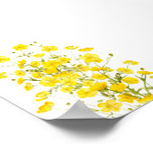 黄色のバターカップ花の花束水色 ポスター (角)