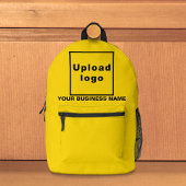 黄色のバックパックにビジネス名とロゴ プリントバックパック