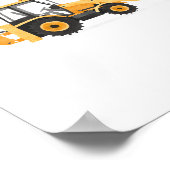 黄色のバックホーローダー建設車両装飾 ポスター (角)