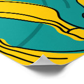 黄色のバナナ：黒のアウトラインヴィンテージ ポスター (角)