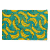 黄色のバナナ：黒のアウトラインヴィンテージ 枕カバー (裏面)