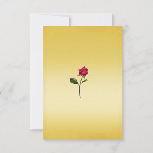 黄色のバラとエレガント金ゴールドパーティーイベントRSVP返信 出欠カード (裏面)