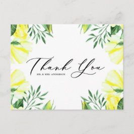 黄色のバラと牡丹のブーケ結婚の感謝 ポストカード