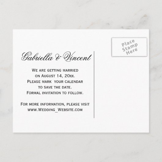 黄色のバラと白の真珠の日付を保存 案内ポストカード (裏面)