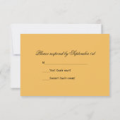 黄色のバラと白の真珠の結婚式RSVPカード 出欠カード (裏面)