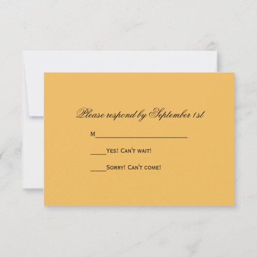 黄色のバラと白の真珠の結婚式RSVPカード 出欠カード (裏面)