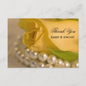 黄色のバラと結婚真珠のフラットありがとう サンキューカード (正面)