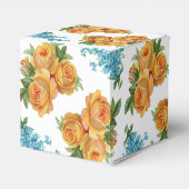 黄色のバラと青い花の模様のパーティーファーボックス フェイバーボックス (裏面サイド)