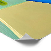 黄色のバラと青い花瓶ボホアート ポスター (角)