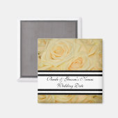 黄色のバラのウェディング フェイバー マグネット テンプレート (正面/裏面)