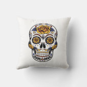 黄色のバラのスカルシュガー クッション (裏面)