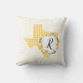 黄色のバラのテキサス州 – ギンガムモノグラム クッション (正面)