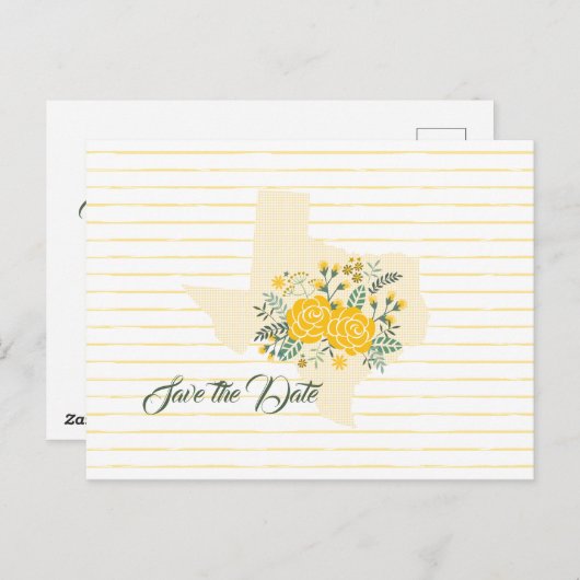 黄色のバラのテキサス州 – ジンガム州日付を保存 ポストカード (正面/裏面)
