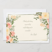 黄色のバラのフレーム サンクス フォト カード (裏面)