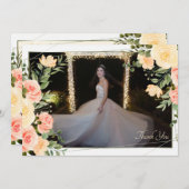 黄色のバラのフレーム サンクス フォト カード (正面/裏面)