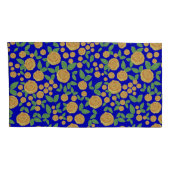 黄色のバラのフローラが青 枕カバー (裏面-右)