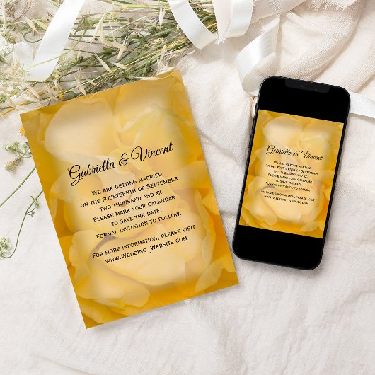 黄色のバラのフローラ結婚式の日付を保存 セーブザデート