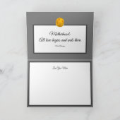 黄色のバラの写真パターン |グレー シーズンカード (内部)