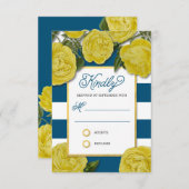 黄色のバラの応答カード 出欠カード (正面/裏面)